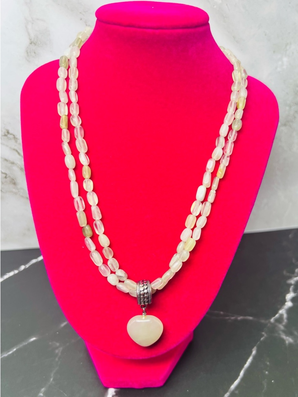 White Jade Double Strand SS Mine Finds by Jay King DTR collection 18” Necklace